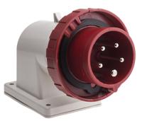 2471697 Scame IP66, IP67 Red Wall Mount 3P + N + E Right Angle Industrial Power Plug, Rated At 16A, 415 V
