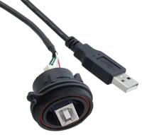 px0844b0m50a Bulgin Straight, Panel Mount, Plug- Single Port Type B 2.0 IP68 USB Connector