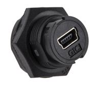 111-6756 RS PRO Straight, Panel Mount, Socket to Socket Type Mini B to Mini B IP67 USB Connector