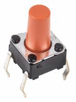 b3f-1075 Plunger Tactile Switch, SPST 50 mA @ 24 V dc 6.1mm Through Hole