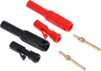 653314-21 Staubli Black/Red Male Banana Plug, 2mm Connector, Solder Termination, Gold Plating