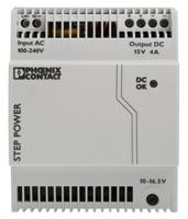 2868619 Phoenix Contact STEP POWER Switched Mode DIN Rail Power Supply, 85 → 264V ac ac Input, 15V dc dc Output, 4A