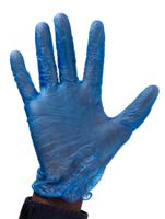 g0561 Reldeen Blue Powdered Vinyl Disposable Gloves, Size 7, Small, 100 per Pack