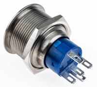 175-9327 RS PRO Illuminated Push Button Switch, Momentary, Panel Mount, 22.2mm Cutout, DPDT, Yellow LED, 250V ac, IP67