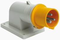 517-7313 Scame IP44 Yellow Wall Mount 2P + E Right Angle Industrial Power Plug, Rated At 32A, 110 V