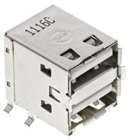 67298-4090 Molex Right Angle, Through Hole, Socket- Dual Port Type A 2.0 USB Connector