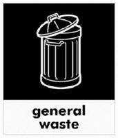 286-120 RS PRO Vinyl Adhesive Black, White Safe Conditions Sign, General Waste, English