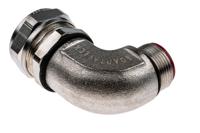 spl25m2590-x-5 Adaptaflex 90° Elbow, Conduit Fitting, 25mm Nominal Size, M25, Steel, Silver IP67 rating
