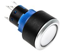 175-8279 RS PRO Illuminated Push Button Switch, Panel Mount, 22.2mm Cutout, SPDT, Blue LED, 250V ac, IP65
