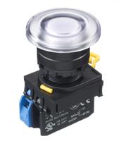yw1l-m4e10q4pw Idec YW Series Illuminated Push Button Complete Unit, Panel Mount, 22mm Cutout, SPST, IP65