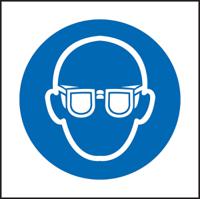 157-8548 RS PRO Vinyl Mandatory Eye Protection Sign With Pictogram Only Text