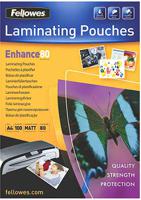 5452103 Fellowes A4 Matte  Laminator Pouches 80micron Thickness, 100 Pack Quantity