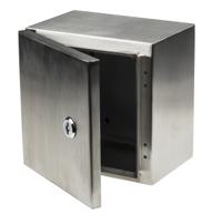 842-8399 RS PRO 304 Stainless Steel Wall Box, IP66, 200 mm x 200 mm x 150mm