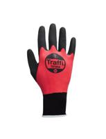 tg1850-07 Traffi TG1850 Black, Red Elastane, Nylon Glove, Size 7, Natural Rubber Coating