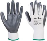 a310grws Portwest A360 - Senti - Flex Glove Grey, White Elastane, Polyester Work Gloves, Size S, Nitrile Foam Coating