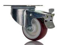 3477uar080p62-red Tente Braked Swivel Castor Wheel, 150kg Capacity, 80mm Wheel