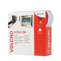 vel-ec60219 Velcro Adhesive White Hook & Loop Tape, 20mm x 10m