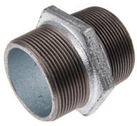 770280209 Georg Fischer Galvanised Malleable Iron Fitting Hexagon Nipple, Male BSPT 2in to Male BSPT 2in