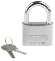 64ti60 ABUS 64TI Key Weatherproof Titanium Weatherproof Padlock, 9.5mm Shackle, 60mm Body
