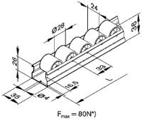 38429934312000 Bosch Rexroth Roller Track, 28mm Diameter, 24mm Width, 2000mm x 35mm