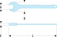 4534 Facom 45 Series Open Ended Spanner, 34mm, Metric, 270 mm Overall