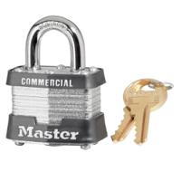 3ka Master Lock Padlock Laminated Steel Padlock, Keyed Alike, 7mm Shackle, 40mm Body