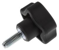 69851 Elesa  Black Multiple Lobes Clamping Knob, M6, Threaded Stud