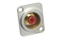 acjd-red Amphenol Industrial Silver Chassis Mount RCA Socket, Gold, 10A