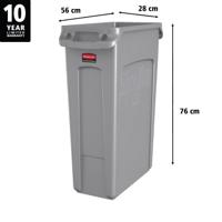 fg354060gray Rubbermaid Commercial Products Slim Jim 87L Grey Polyethylene Waste Bin