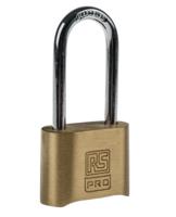781-6026 RS PRO Combination Brass, Steel Padlock, 7mm Shackle, 53mm Body