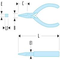 403 Facom Round Nose Pliers, 155 mm Overall, Straight Tip