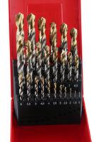 a095204 Dormer 25-Piece Twist Drill Bit Set for Multi-Material, 13mm Max, 1mm Min, HSS-TiN Bits