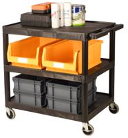 225-6019 RS PRO 3 Shelf PE Trolley, 810 x 610mm, 180kg Load