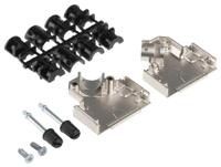 8655mhra1501klf Amphenol Communications Solutions 8655MHR Series Die Cast Zinc Angled D Sub Backshell, 15 Way, Strain Relief