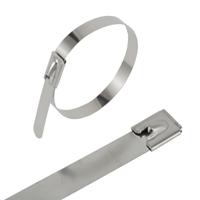 183-4227 RS PRO Cable Tie, Ball Lock, 100mm x 4.6 mm, Metallic 316 Stainless Steel, Pk-100