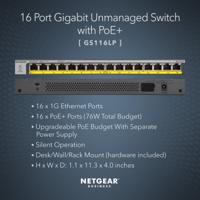 gs116lp-100eus Netgear GS108LP, Unmanaged 16 Port Ethernet Switch With PoE