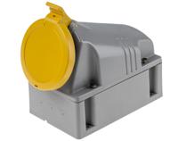 5136350t Scame IP44 Yellow Wall Mount 2P + E Industrial Power Socket, Rated At 63A, 110 V
