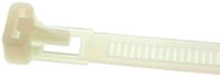 811-1612 RS PRO Cable Tie, Releasable, 150mm x 7.6 mm, Natural Nylon, Pk-100