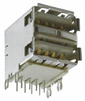 72309-8034blf Amphenol Communications Solutions Right Angle, Through Hole, Socket- Dual Port Type A 2.0 USB Connector