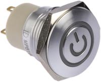 175-9734 RS PRO Illuminated Push Button Switch, Latching, Panel Mount, 16mm Cutout, SPST, Blue, Red LED, 36V dc, IP67
