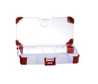 124-6588 RS PRO 5 Cell Transparent Red Polypropylene Compartment Box, 30mm x 140mm x 75mm