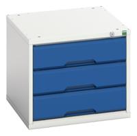 1692500111 Bott 3 Drawer Storage Unit, Steel, 450mm x 525mm x 550mm, Blue, Grey