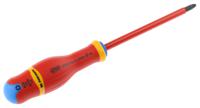 atd2x125ve Facom Pozidriv Insulated Screwdriver, PZ2 Tip, 125 mm Blade, VDE/1000V, 245 mm Overall