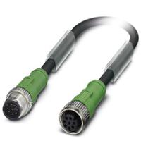 1529166 Phoenix Contact Male 8 way Straight Plug M12 to Female 8 way Straight Socket M12 Sensor Actuator Cable, 5 m