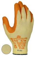 sho310y Showa Showa 310 Yellow Polyester Cotton Fibre Work Gloves, Size 8, Latex Coating