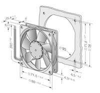 8412n ebm-papst 8400 N Series Axial Fan, 12 V dc, DC Operation, 69m³/h, 2W, 170mA Max, 80 x 80 x 25mm