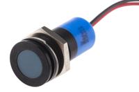 703-9002 RS PRO Blue Panel Mount Indicator, 24V dc, 14mm Mounting Hole Size, Lead Wires Termination, IP67