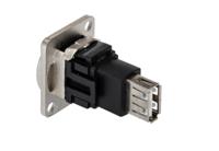907-5637 RS PRO Straight, Panel Mount, Socket- Dual Port Type A 2.0 USB Connector