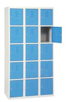 cac453dsp 3 Door Vented Sheet Steel Blue, Light Grey Locker, 1800 mm x 1200 mm x 500mm