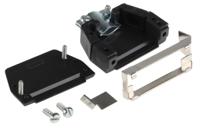 mhed-ds15s-k MH Connectors MHED Series Thermoplastic Angled, Straight D Sub Backshell, 15 Way, Strain Relief
